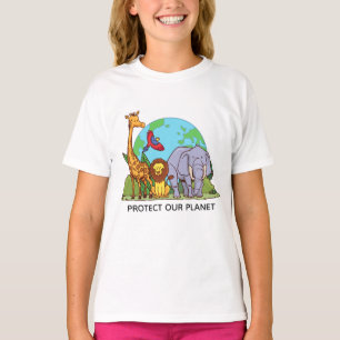 Camiseta Personalizado Texto Tierra con animales