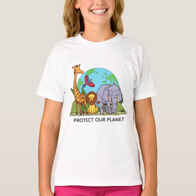 Camiseta Personalizado Texto Tierra con animales (Anverso)