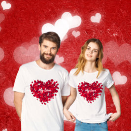 Camiseta Personalizado Texto Valentines Red Rose forma Pare