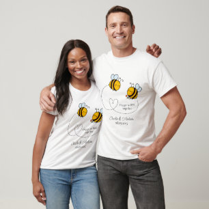 Camiseta Personalizado Textos Feliz Abejas de Amor