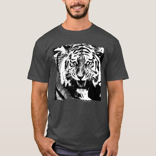 Camiseta Personalizado Tigre plantilla Heather de carbón ve (Anverso)