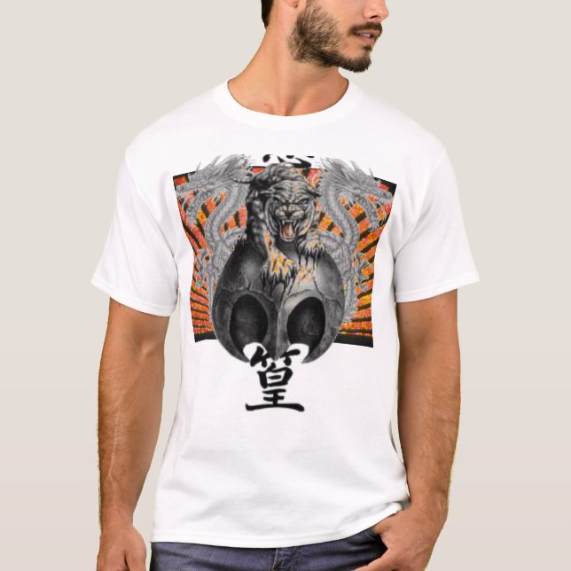 Camiseta Personalizado Tigre y dragones en alza (Anverso)