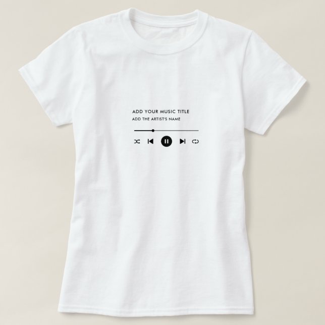 Camiseta Personalizado Título de canción y artista reproduc (Diseño del anverso)