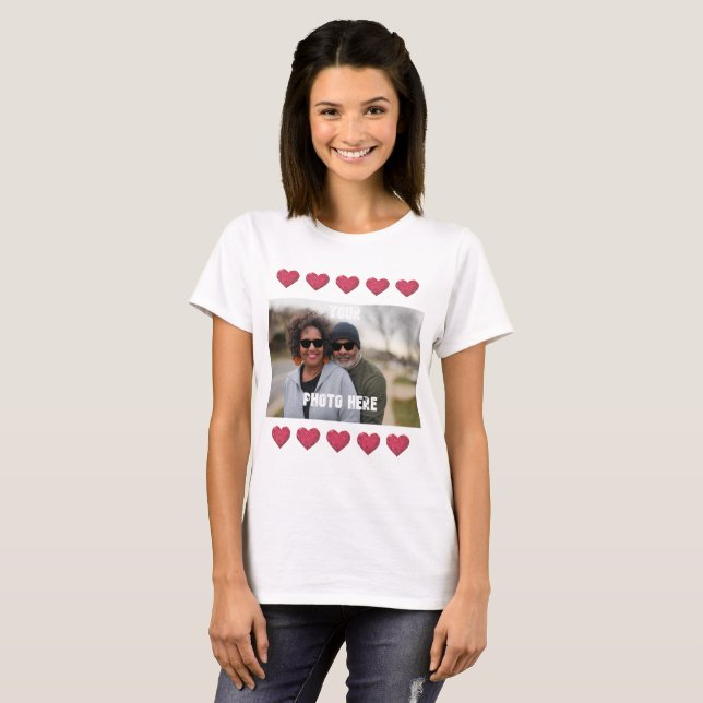 Camiseta Personalizado tus corazones fotográficos (Anverso completo)