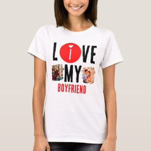 Camiseta Personalizado único 2 foto collage Amo a mi novio