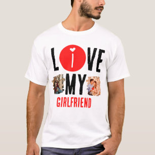 Camiseta Personalizado único 2 foto collage I Love My Girlf