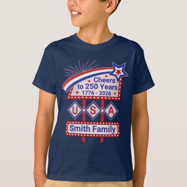 Camiseta Personalizado USA 250–Marquesina Retro Patriótica (Anverso)