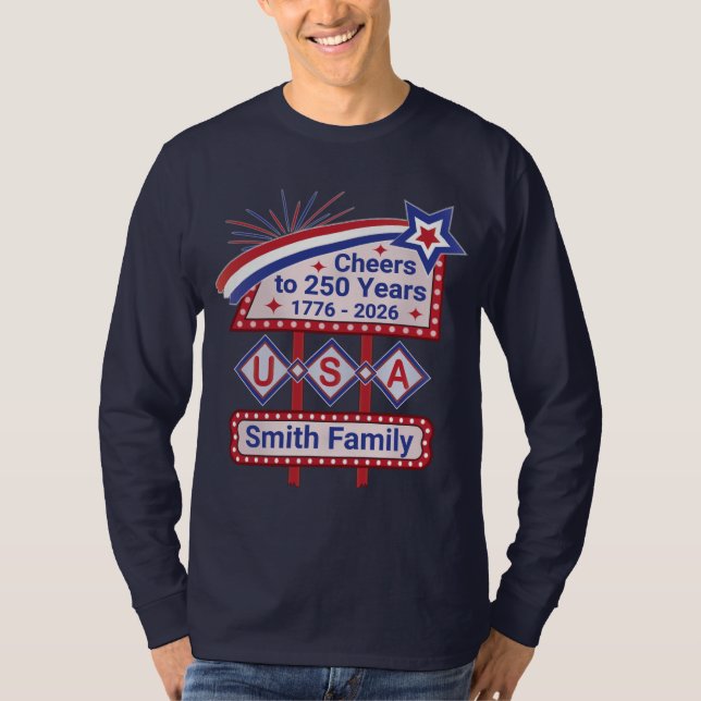 Camiseta Personalizado USA 250–Marquesina Retro Patriótica (Anverso)