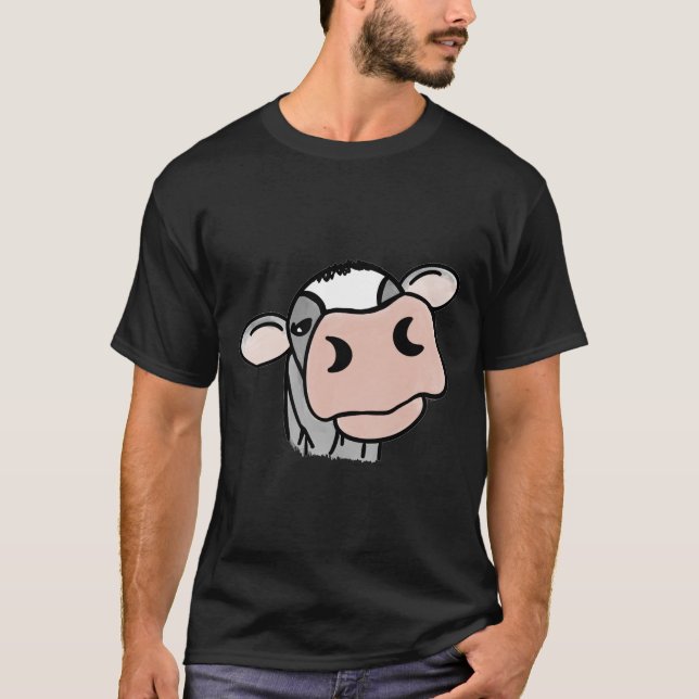 Camiseta personalizado vaca lechera blanco negro rosa besar (Anverso)