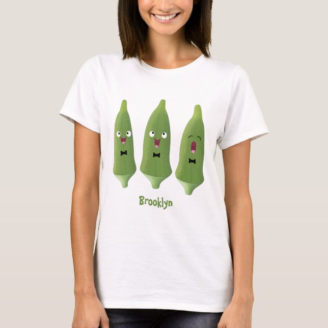Camiseta Personalizado vegetal de okra cantante (Anverso)