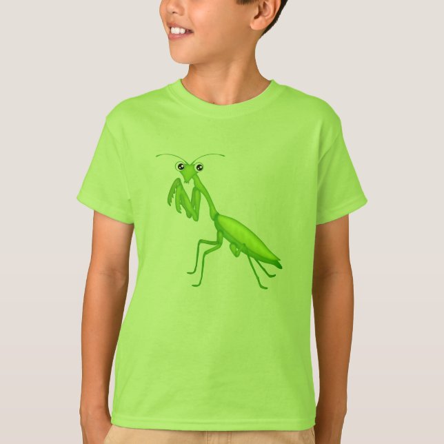 Camiseta Personalizado verde rezando ropa juvenil de Mantis (Anverso)