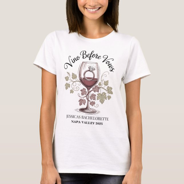 Camiseta Personalizado Vino Antes De Vocar A Napa Bride Bac (Anverso)