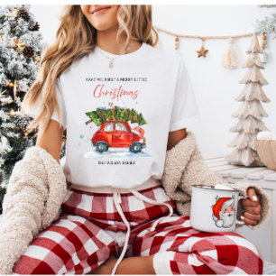 Camiseta Personalizado Vintage Christmas - Red Car with Tre