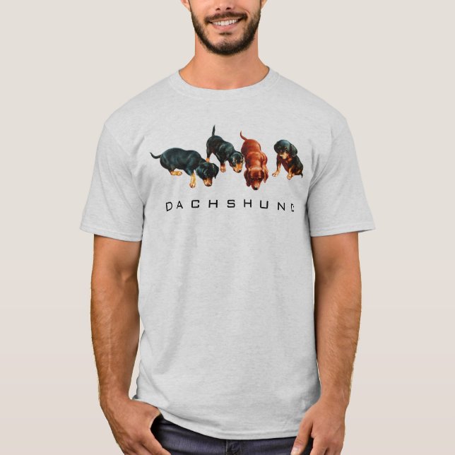 Camiseta Personalizado Vintage Retro Funny Cute Dachshund C (Anverso)