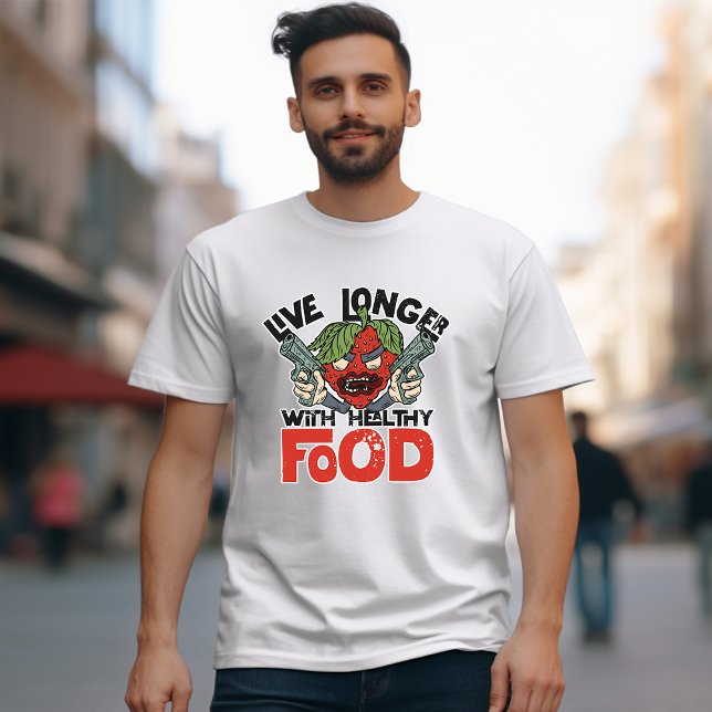 Camiseta Personalizado "Vivir más con alimentos saludables" (Subido por el creador)