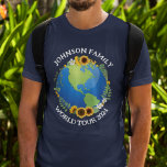 Camiseta Personalizado World Tour Earth Sunflowers Viajes e<br><div class="desc">Personalizar estas increíbles camisetas de gira mundial para una banda de viajes o viaje familiar de vacaciones por carretera. El planeta está envuelto en una hermosa corona floral de girasoles y viñas. Tejidos de viaje personalizados para explorar la Tierra.</div>