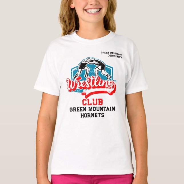 Camiseta Personalizado Wrestling Team Club Nombre de la esc (Anverso)