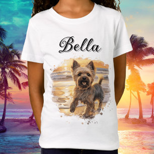 Camiseta Personalizado Yorkie Sunset Cute Beach Dog Lover