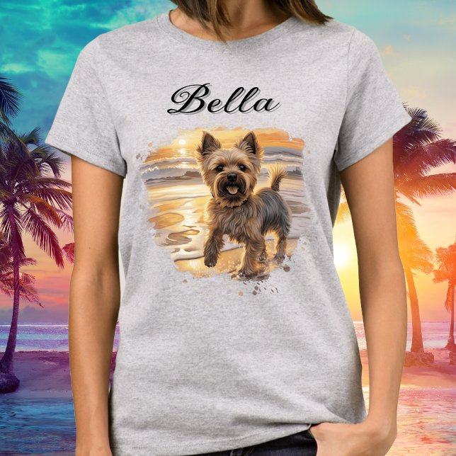 Camiseta Personalizado Yorkie Sunset Cute Beach Dog Lover (Personalized Yorkie Sunset Cute Beach Dog Lover T-Shirt)