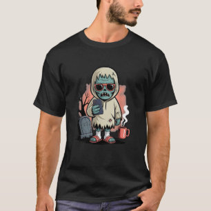 Camiseta Personalizado Zombie Bebida Café Spooky Undead Chi