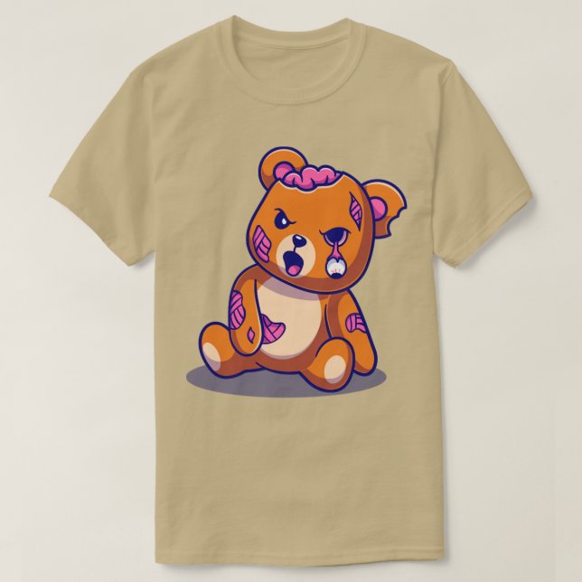 Camiseta Personalizado Zombie de Oso Cute (Diseño del anverso)