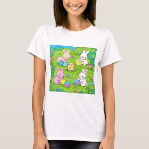 Camiseta Personalizados Bunnies de Pascua y huevos de color