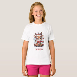 Camiseta Personalizados Lindos Reno de Navidad para Niños 