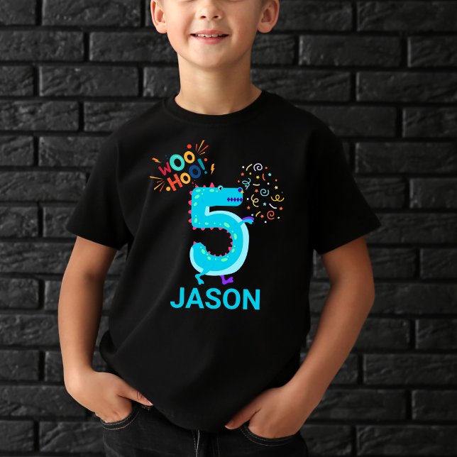 Camiseta ¡Personalízalo! Niños de cumpleaños 5, Monstruo Wo (Subido por el creador)