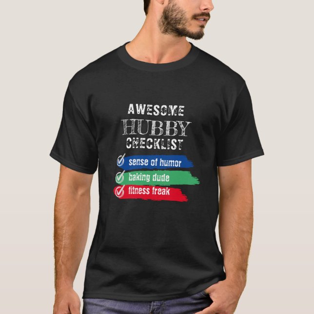 Camiseta Personalizar Awesome Hubby Checklist Valentine (Anverso)