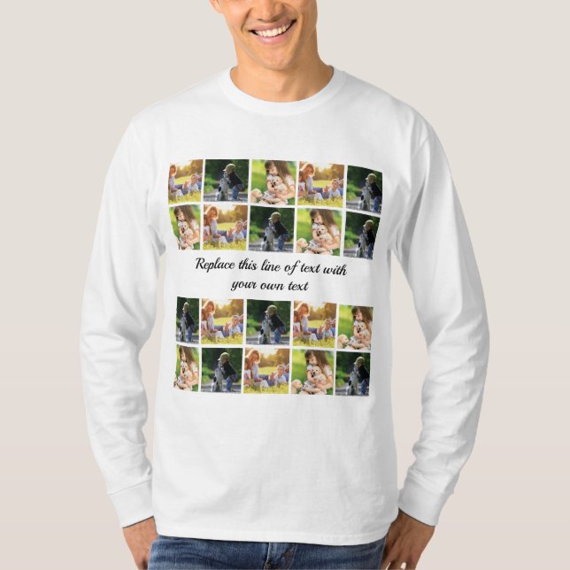 Camiseta Personalizar el collage de fotografías y el texto (Anverso)