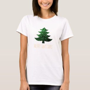 Camiseta Personalizar Esparkly árbol de Navidad verde chisp