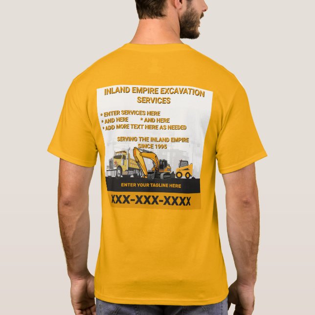 Camiseta Personalizar Excavation General Contractor Constru (Reverso)