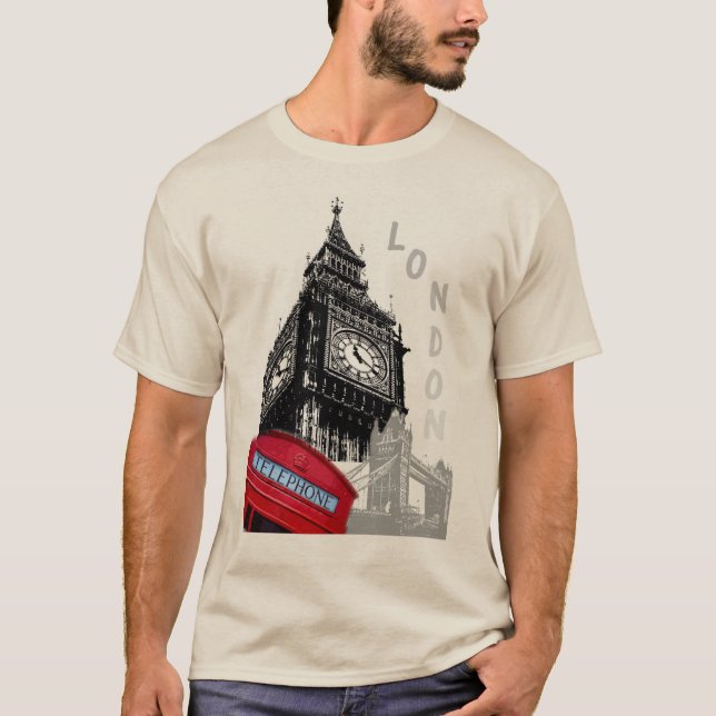 Camiseta Personalizar Londres Big Ben Clock Tower Red Phone (Anverso)