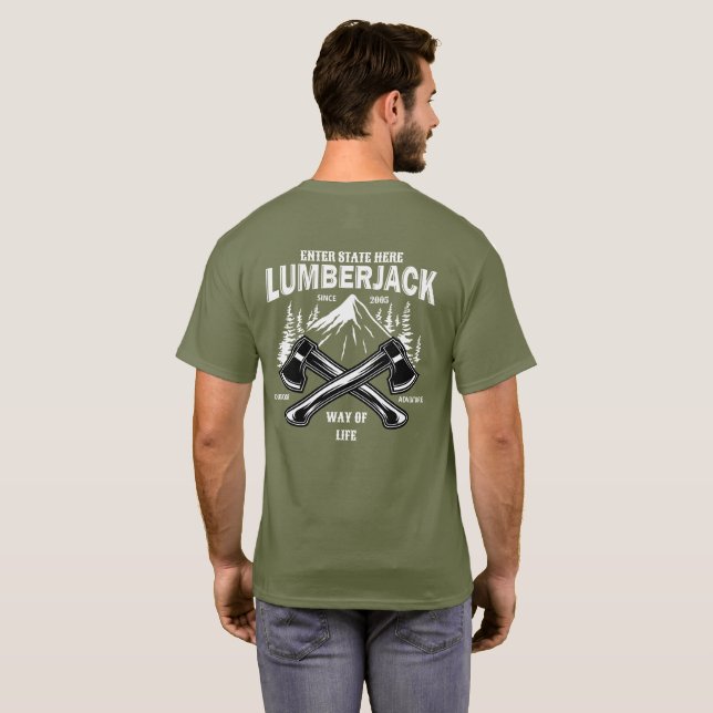 Camiseta Personalizar Lumberjack hacha cruzado el camino de (Reverso completo)