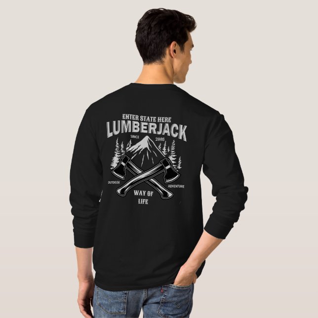 Camiseta Personalizar Lumberjack hacha cruzado el camino de (Reverso completo)