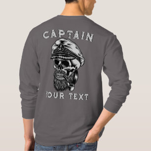 Camiseta Personalizar Mar con barba Capitán Calavera Fumado