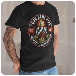 Camiseta Personalizar Máscara de Casco de Bombero NAME Resc