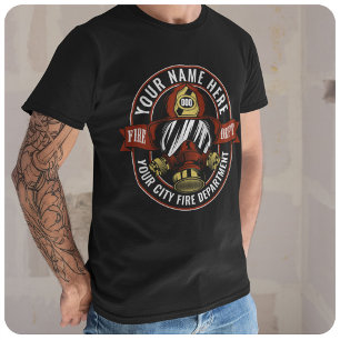 Camiseta Personalizar Máscara de Casco de Bombero NAME Resc