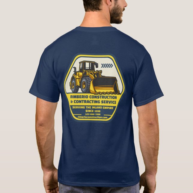 Camiseta Personalizar Negocio de Contratación de Construcci (Reverso)