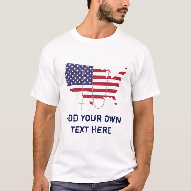 Camiseta PERSONALIZAR USA Map American Flag Holy Rosary (Anverso)