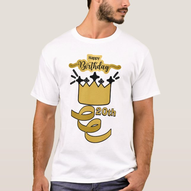 Camiseta  Personalized 20th Birthday King Crown Design (Anverso)