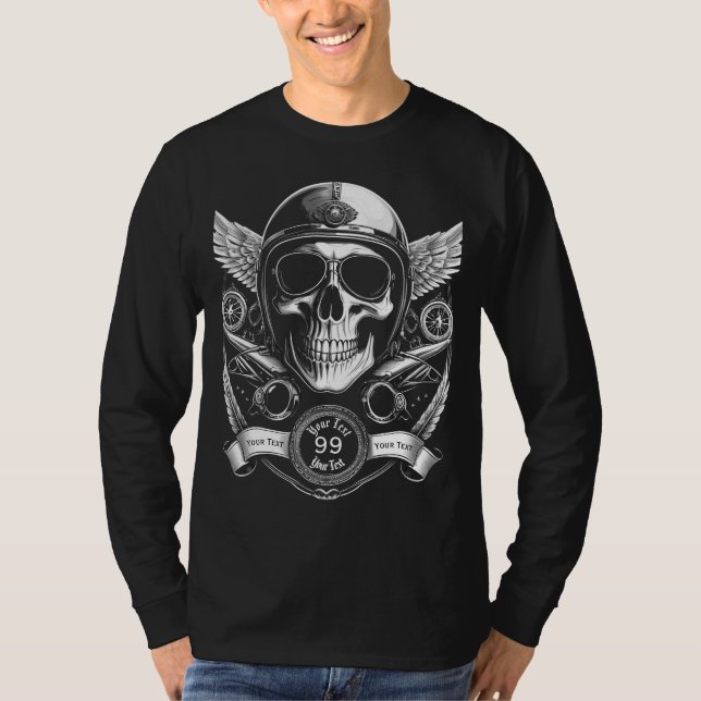 Camiseta Personalized 2-Sided Biker Skull Motorcycle (Anverso)