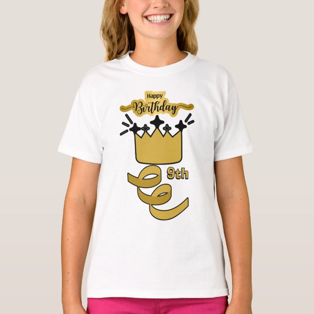 Camiseta  Personalized 9th Birthday King Crown Design (Anverso)