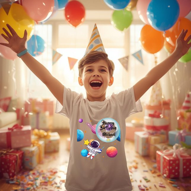 Camiseta Personalized Astronaut & Planets Birthday T-Shirt (Subido por el creador)