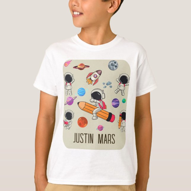 Camiseta Personalized Astronauts and Planets Back to School (Anverso)
