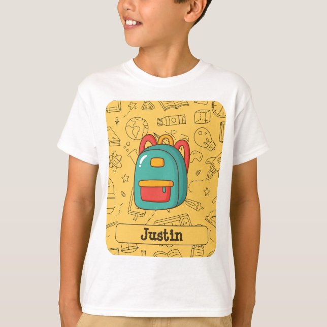 Camiseta Personalized Back to School Backpack & Doodles (Anverso)
