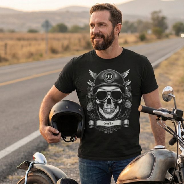 Camiseta Personalized Biker Skull Motorcycle 2-Sided Tee (Subido por el creador)
