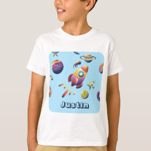 Camiseta Personalized Colorful Space Planets Back to School