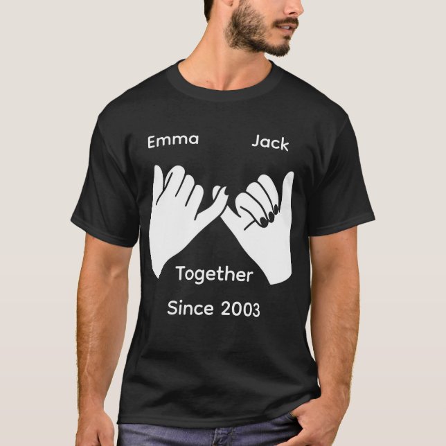 Camiseta Personalized couple with custom names and year (Anverso)