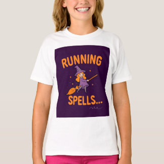 Camiseta Personalized Cute Witch Running Spells 